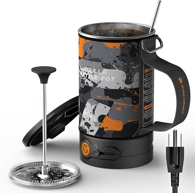 Electric French Press Coffee Maker, 120V Boil Water & Press Coffee 2-i