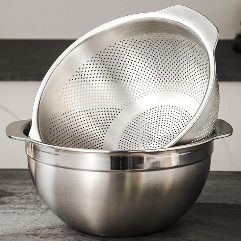 18/8 Stainless Steel Microwell Colander, 3.5QT Large Capacity with Han
