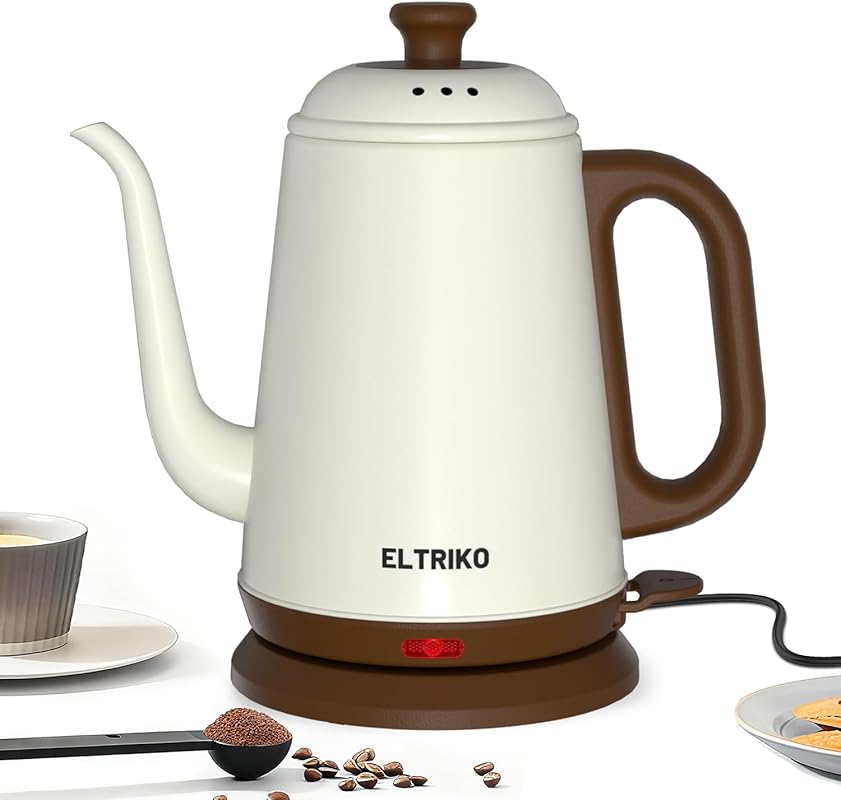 Gooseneck Electric Kettle for Pour Over Coffee and Tea, 1L, 1000W, Whi