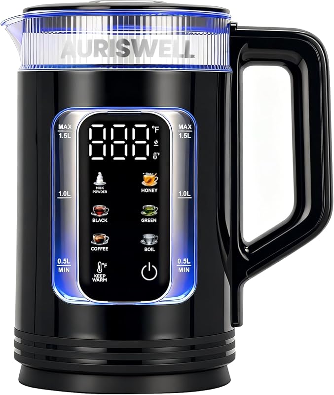 Electric Tea Kettle with Temperature Control, Glass smart Water Boiler