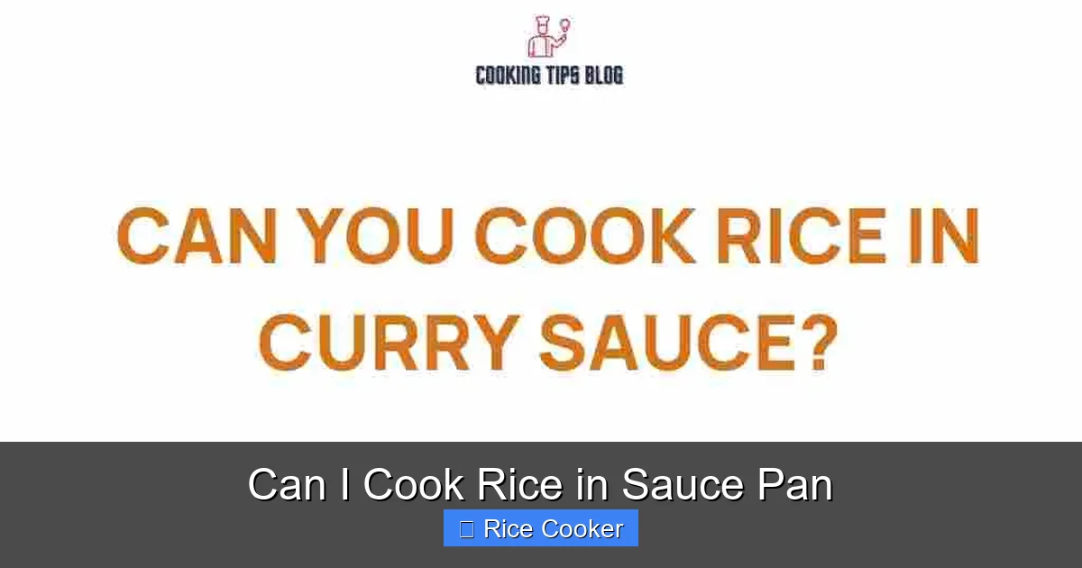 Can I Cook Rice in Sauce Pan