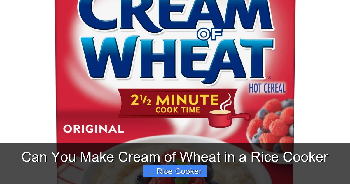 Can You Make Cream of Wheat in a Rice Cooker